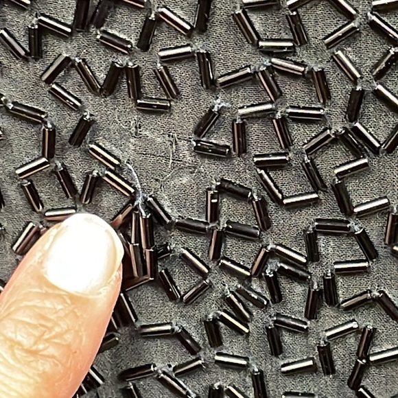 Vintage Cache Beaded Sheath Mini Dress Black LBD Cocktail Formal Silk Sz 8 - Picture 7 of 11